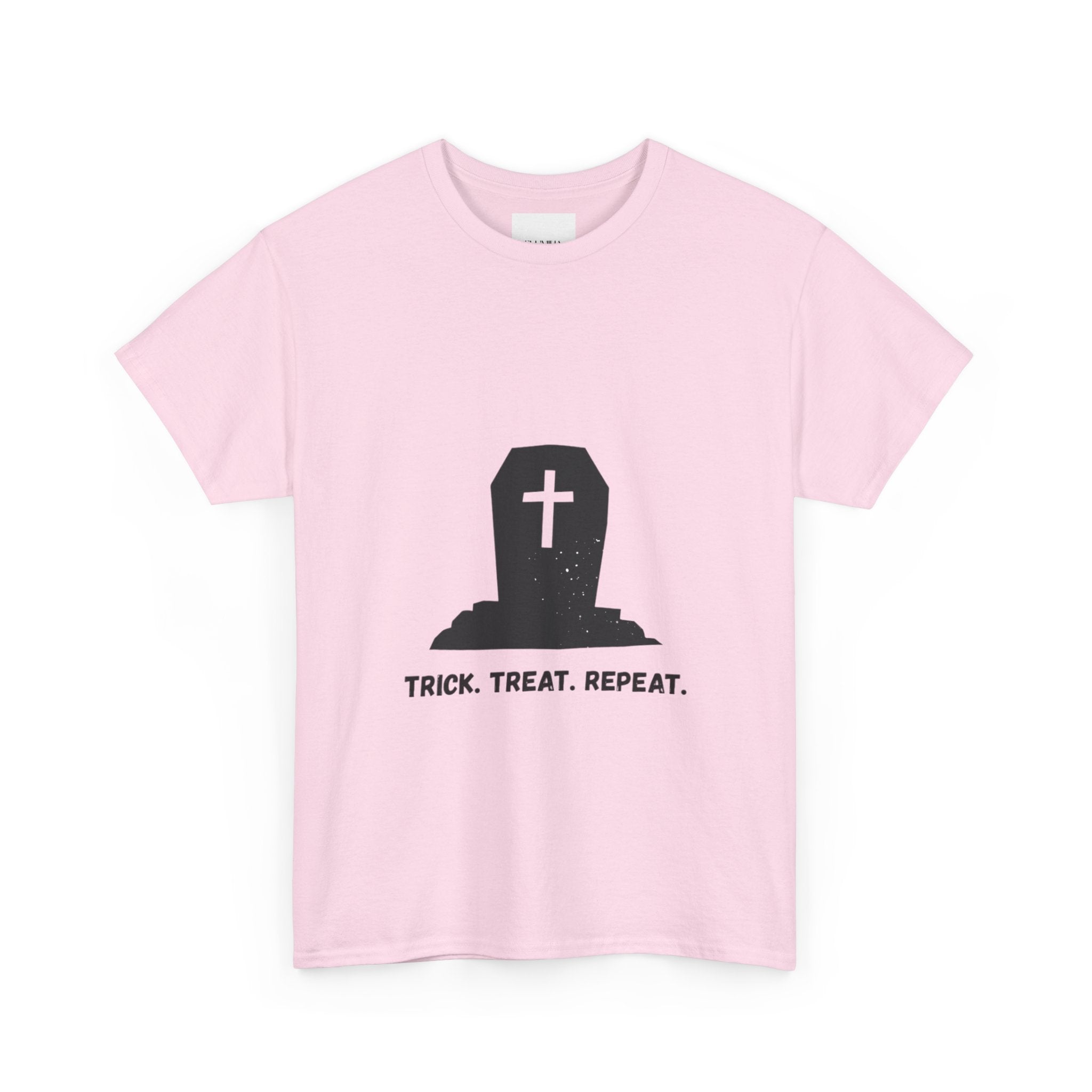 Halloween Unisex Heavy Cotton Tee | Trick Treat Repeat | Spooky T-Shirt for Halloween, Fall Fashion, Costume Party, Ghosts, Ghouls