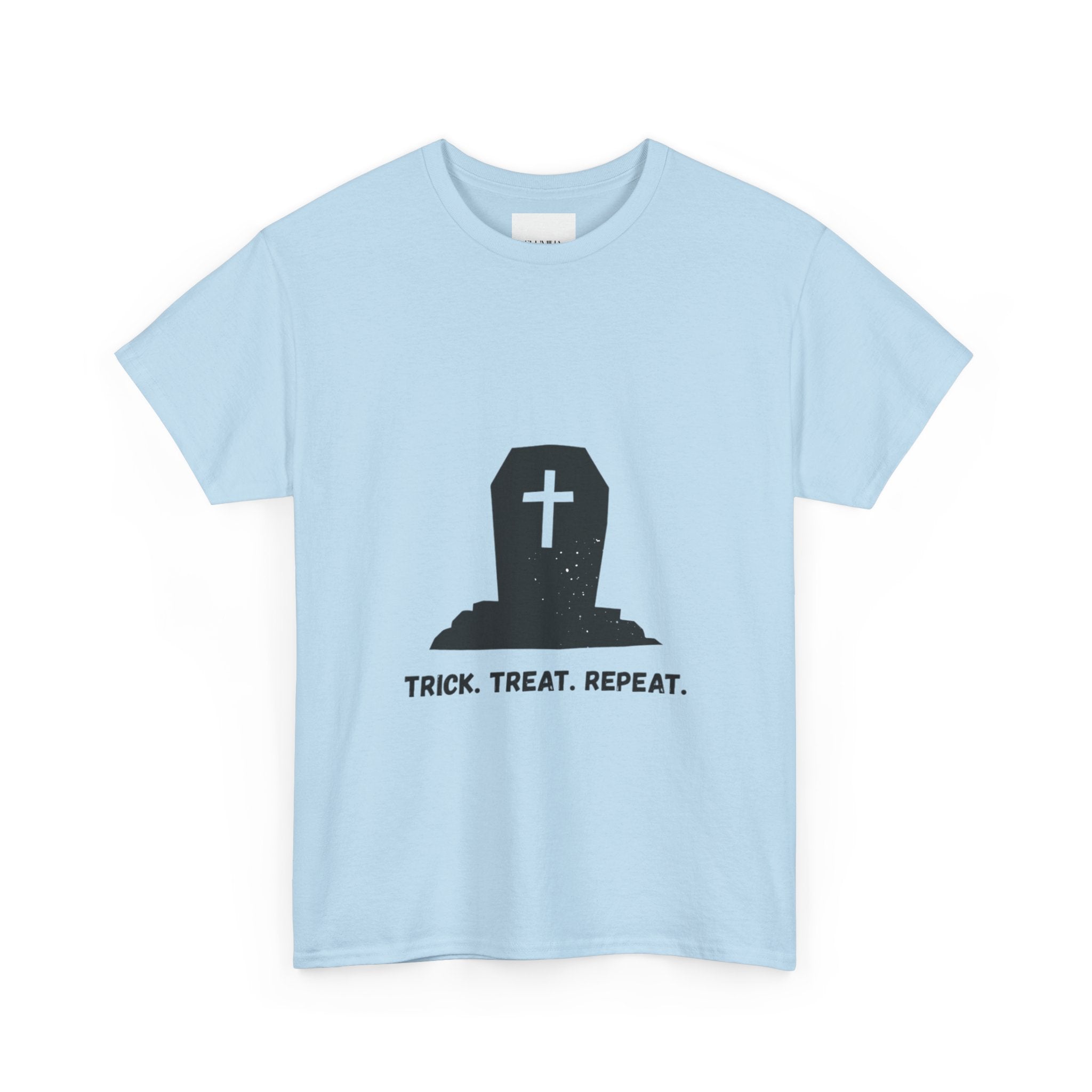 Halloween Unisex Heavy Cotton Tee | Trick Treat Repeat | Spooky T-Shirt for Halloween, Fall Fashion, Costume Party, Ghosts, Ghouls